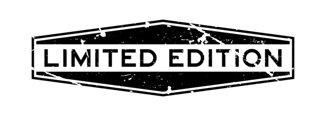 Grunge black limited edition wording hexagon rubber seal stamp on white background