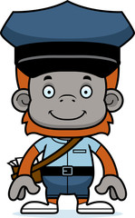 Cartoon Smiling Mail Carrier Orangutan