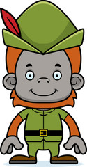 Cartoon Smiling Robin Hood Orangutan