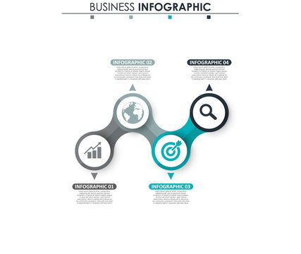 Business data, chart. Abstract elements of graph, diagram with 4 steps, strategy, options, parts or processes. Vector business template for presentation. Creative concept for infographic