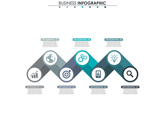 Business data, chart. Abstract elements of graph, diagram with 7 steps, strategy, options, parts or processes. Vector business template for presentation. Creative concept for infographic