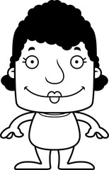 Cartoon Smiling Woman Swimsuit
