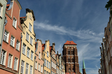 Poland, View on the old city in Gdansk is located at the Baltic sea