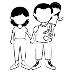 parent couple with daughter avatars characters