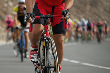 Cycling competition,cyclist athletes riding a race,detail cycling shoes