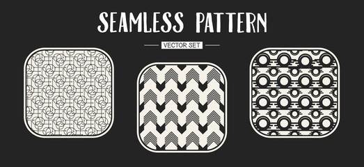 Abstract concept vector monochrome geometric pattern. Black and white minimal background. Creative illustration template. Seamless stylish texture. For wallpaper, surface, web design, textile, decor.