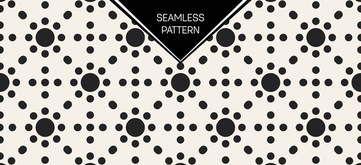 Abstract concept vector monochrome geometric pattern. Black and white minimal background. Creative illustration template. Seamless stylish texture. For wallpaper, surface, web design, textile, decor.