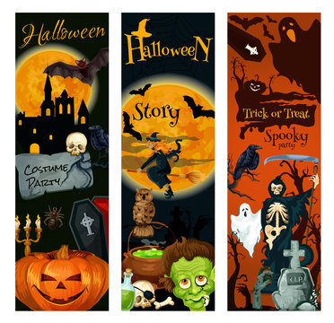 Halloween holiday celebration party banner design