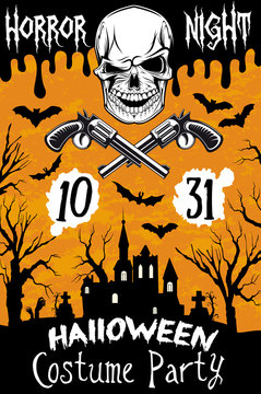 Halloween vector poster horror skull party