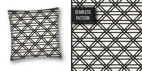 Abstract concept vector monochrome geometric pattern. Black and white minimal background. Creative illustration template. Seamless stylish texture. For wallpaper, surface, web design, textile, decor.