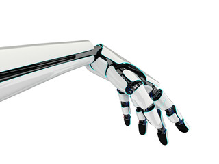 3D rendering robotic hand on a white background