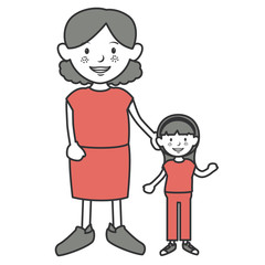 grandmother with granddaughter avatars vector illustration design