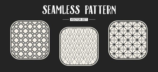 Abstract concept vector monochrome geometric pattern. Black and white minimal background. Creative illustration template. Seamless stylish texture. For wallpaper, surface, web design, textile, decor.