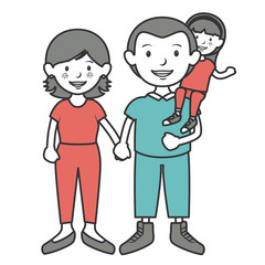 parent couple with daughter avatars characters