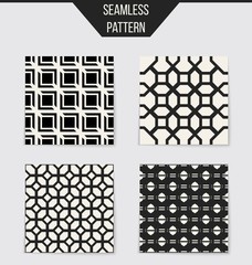 Abstract concept vector monochrome geometric pattern. Black and white minimal background. Creative illustration template. Seamless stylish texture. For wallpaper, surface, web design, textile, decor.