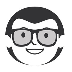 young man head with glasses avatar character