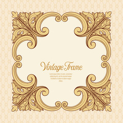 Vintage richly decorated frame in rococo style for menus, ads, a