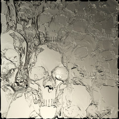 Digital 3D Illustration of a Skull Relief