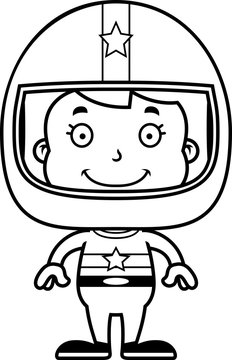 recommend clip art: Cartoon Smiling Race Car Driver Girl