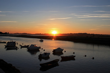 Boats at sunset in Spain