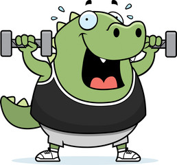 Cartoon Lizard Dumbbells