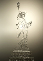 Digital 3D Illustration of a Statue of Liberty Relief