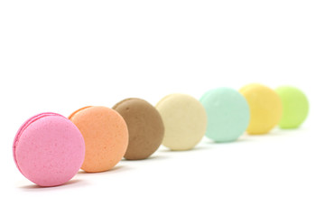 Colorful Macaroons on white background
