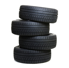 Car tires  on white