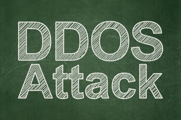 Privacy concept: DDOS Attack on chalkboard background