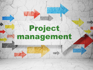 Finance concept: arrow with Project Management on grunge wall background