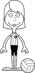 Cartoon Smiling Volleyball Player Woman