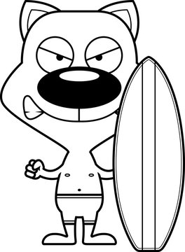 Cartoon Angry Surfer Kitten