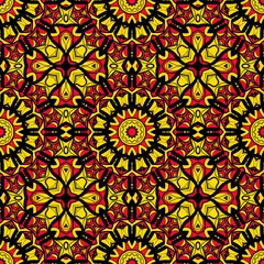 Photo sur Plexiglas Tuiles marocaines Fond de mandala sans soudure de fleurs aux couleurs du soleil. Éléments décoratifs vintage. Motif oriental. Illustration vectorielle