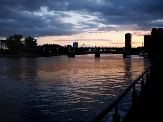 Sunset in city of Frankfurt