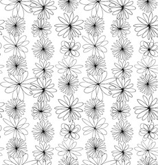 Contour decorative ornate background with round fantasy flowers
