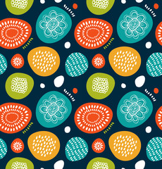 Cute decorative pattern in scandinavian style. Abstract background with colorful simple shapes. Cute decorative pattern in scandinavian style