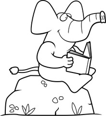 Cartoon Elephant Reading