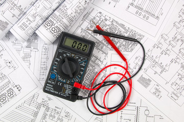 electrical engineering drawings and digital multimeter