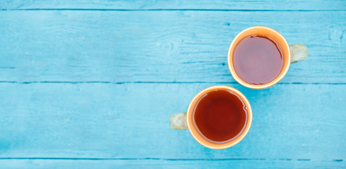 Fototapeta na wymiar Photo on top of two cups of tea