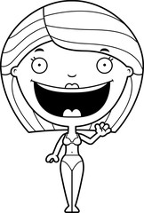 Fototapeta premium Cartoon Woman Bikini Waving
