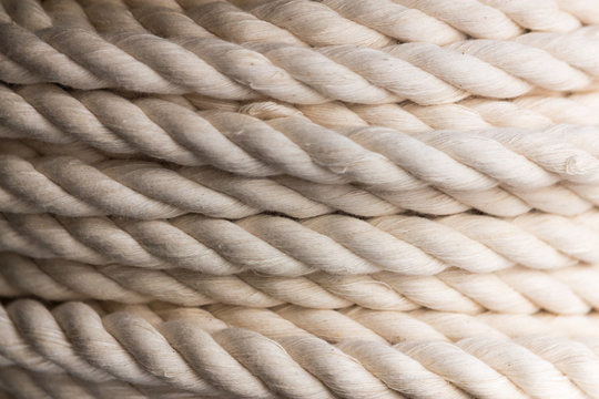 Close-up of very neat and clean sailing rope on a spool