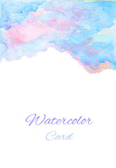 Watercolor Pink Blue card  with White background