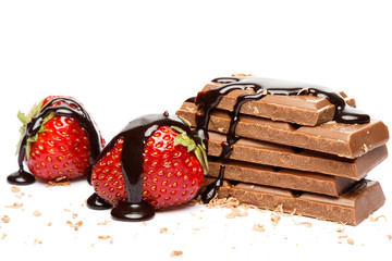 Strawberry and chocolate covored with sweet syrup