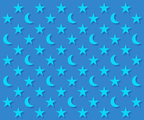 Blue moons and stars pattern