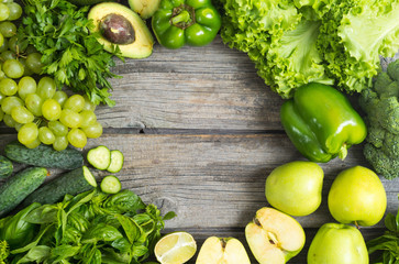 healthy green vegetables and fruits