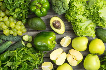 healthy green vegetables and fruits