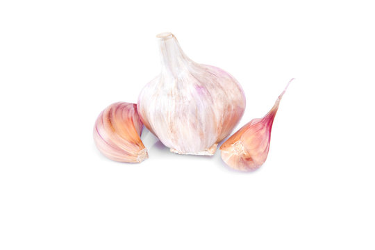 Garlic isolated on white background with reflection.