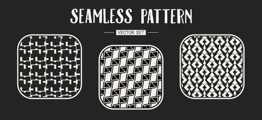 Abstract concept vector monochrome geometric pattern. Black and white minimal background. Creative illustration template. Seamless stylish texture. For wallpaper, surface, web design, textile, decor.