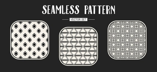 Abstract concept vector monochrome geometric pattern. Black and white minimal background. Creative illustration template. Seamless stylish texture. For wallpaper, surface, web design, textile, decor.