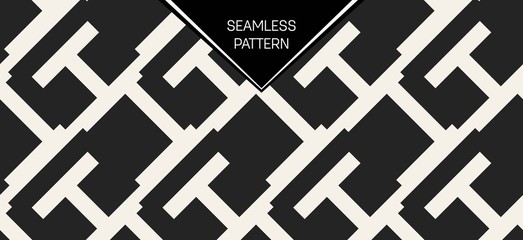 Abstract concept vector monochrome geometric pattern. Black and white minimal background. Creative illustration template. Seamless stylish texture. For wallpaper, surface, web design, textile, decor.